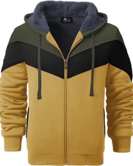 V VALANCH Men Hoodie Zip Up Winter Sherpa Lined Sweatshirt Heavyweight Thick Warm Fleece Jacket Coat