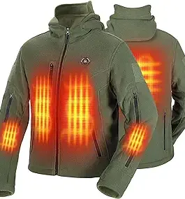 KEMIMOTO Electric Hooded Sweatshirt with 12V 15000mAh Battery Pack, Winter Heated Hoodie, Heated Tactical Hunting Jackets